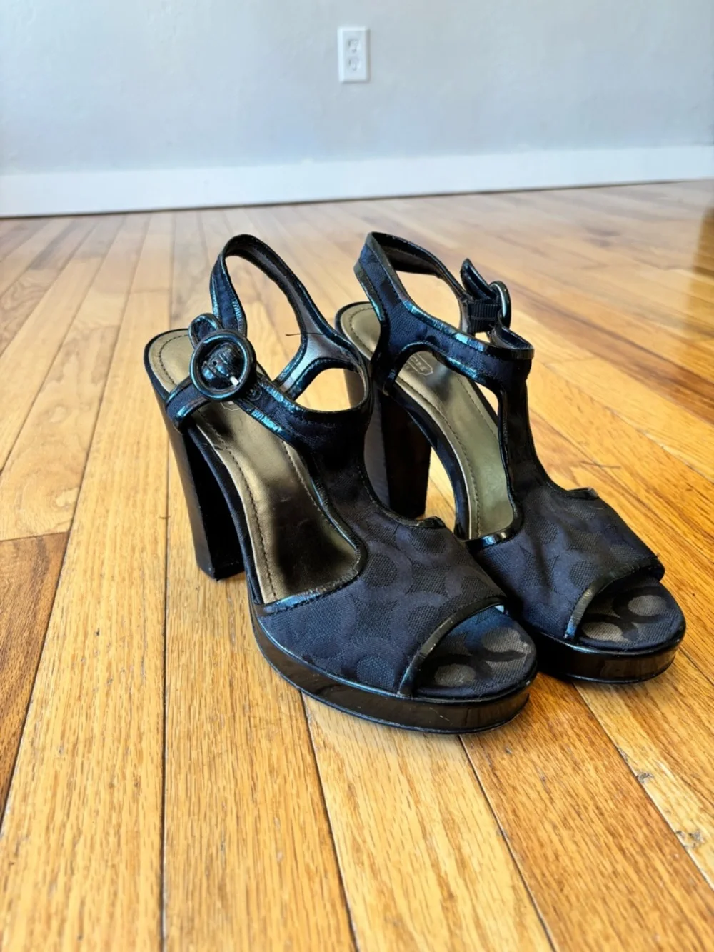 Vintage COACH T-Strap High Heel Sandals - Women - Picture 1 of 7
